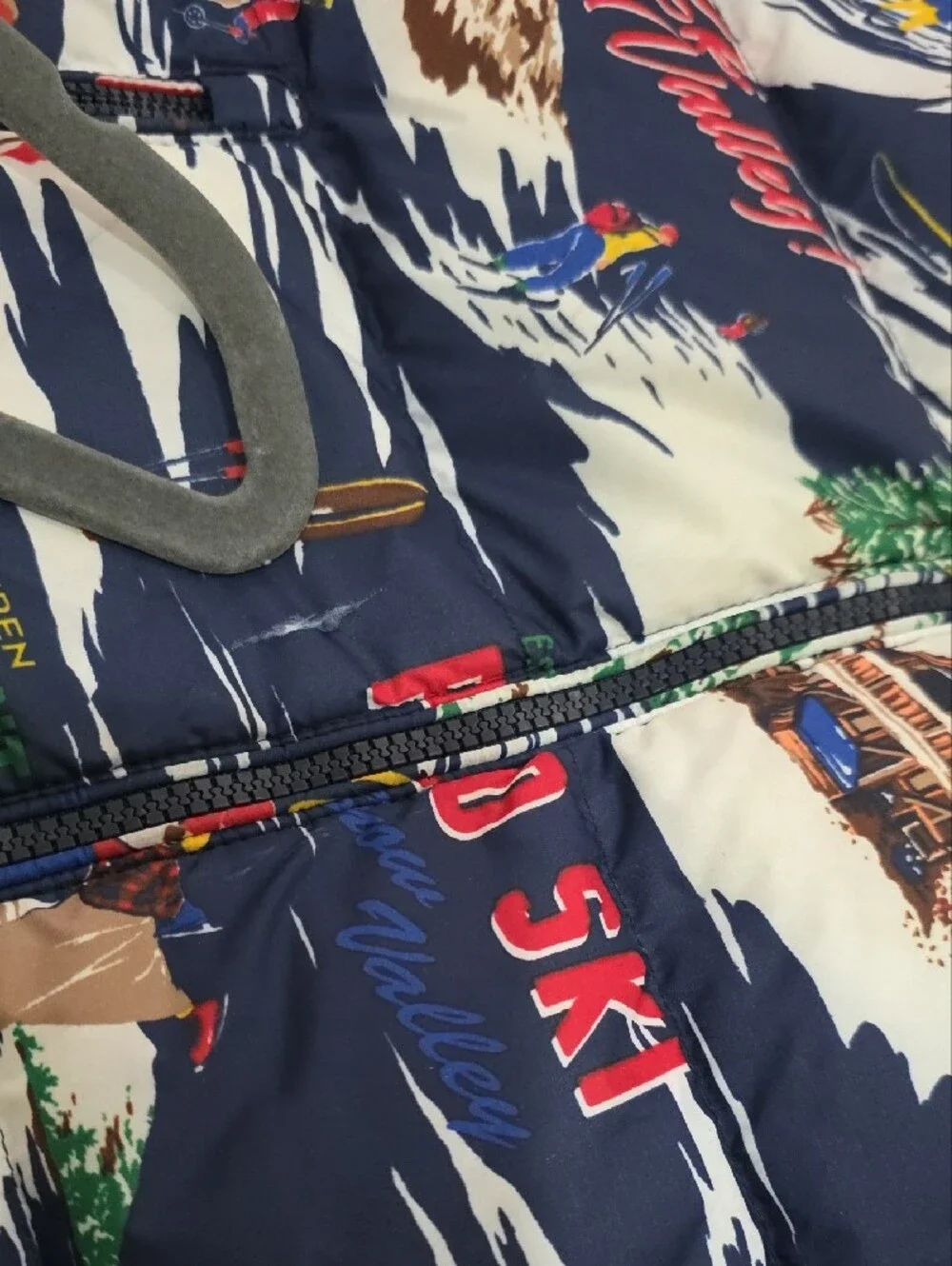 Ralph Lauren Navy Ski-Resort Print Puffer Jacket